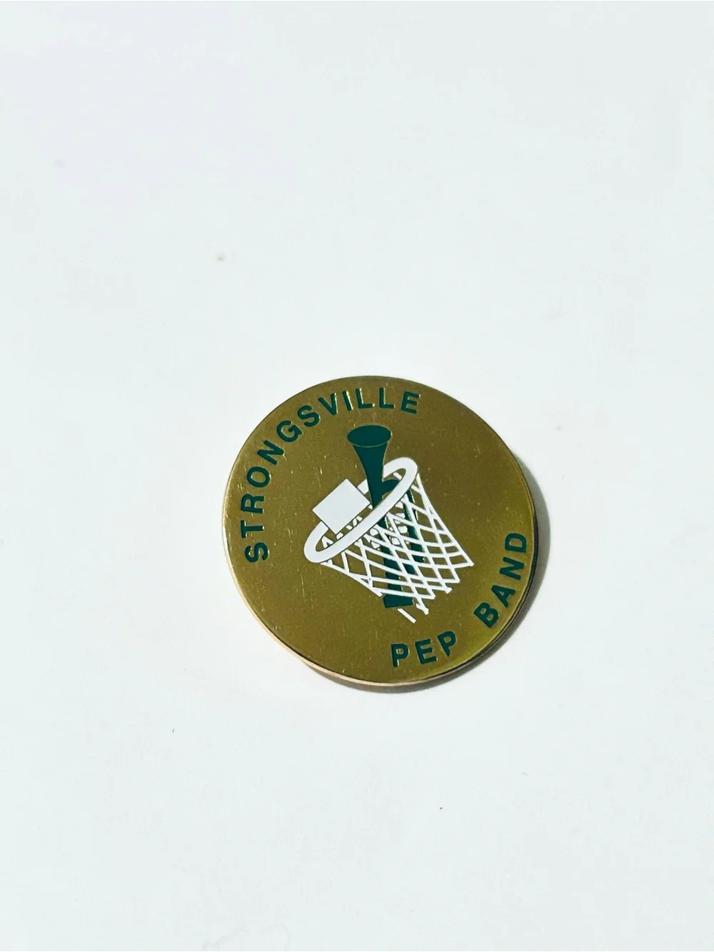 Strongsville Pep Band Gold Lapel Pin - Green and White